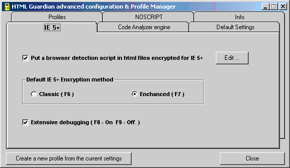 IE5 encryption settings